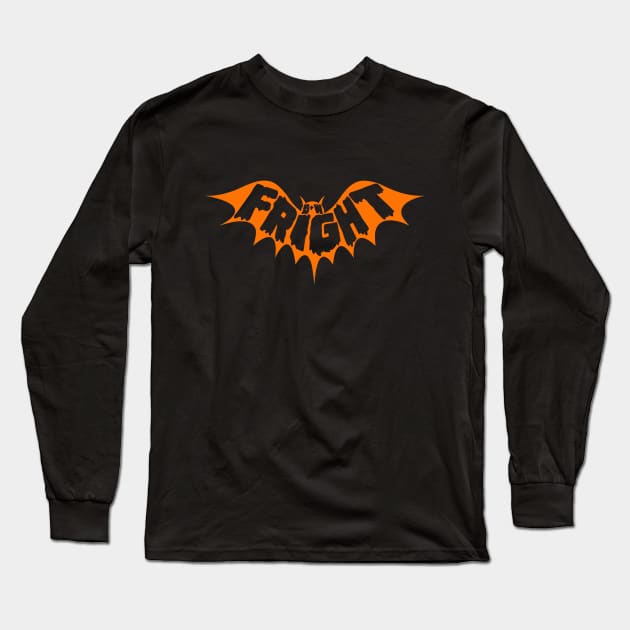 Black & White Fright Orange Bat Long Sleeve T-Shirt by zombill